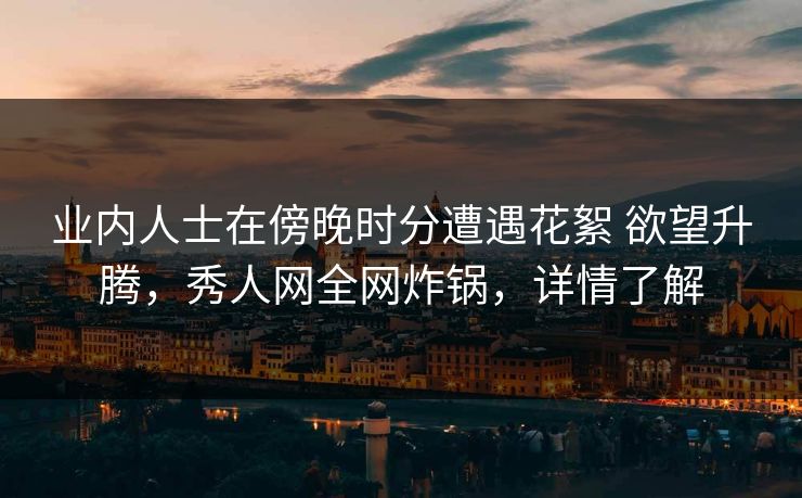 业内人士在傍晚时分遭遇花絮 欲望升腾，秀人网全网炸锅，详情了解