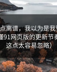真的有点离谱，我以为是我要求高，后来才懂91网页版的更新节奏逻辑（这点太容易忽略）