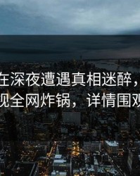 圈内人在深夜遭遇真相迷醉，香蕉影视全网炸锅，详情围观