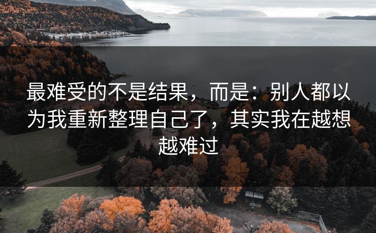 最难受的不是结果，而是：别人都以为我重新整理自己了，其实我在越想越难过